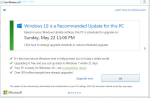 Here's the good part: click on the "x" to eliminate it and decline? No, clicking on the "x" will actually begin installing the Windows 10 update.